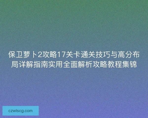 保卫萝卜2攻略17关卡通关技巧与高分布局详解指南实用全面解析攻略教程集锦
